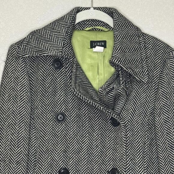 Vintage J.Crew Coat Womens Medium Black White Herringbone Wool Thinsulate 00s - Picture 4 of 7